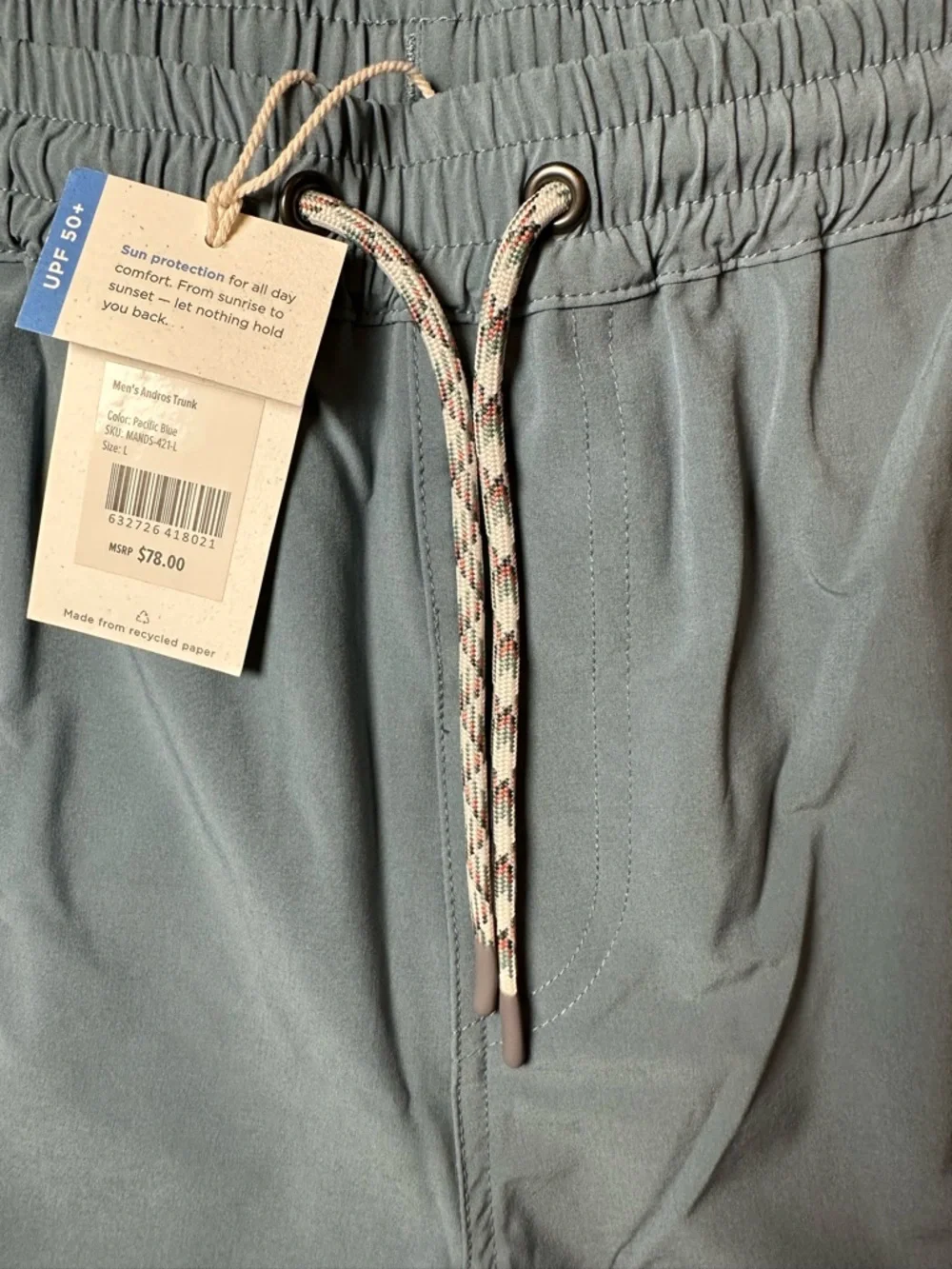 Free Fly Mens Andros Trunks size Large in Pacific Blue. NEW